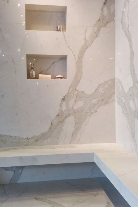 What Are Large Porcelain Slabs? | Home Remodeling Contractors | Sebring Design Build Bathroom Tile Inspiration, Home Remodeling Contractors, Bathroom Shower Walls, Master Shower, Master Bath Remodel, Bathroom Remodel Designs, Bathroom Remodel Shower, Elegant Bathroom, Shower Remodel