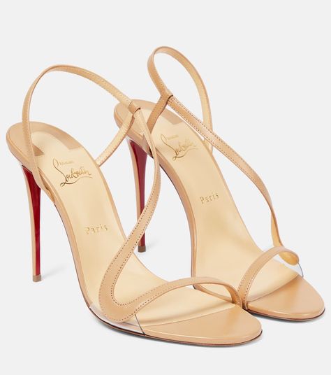 Rosalie Leather Sandals in Beige - Christian Louboutin | Mytheresa Louis Vuitton Heels, Louboutin Online, Red Louboutin, Mid Heels Pumps, Beige Heels, Classy Shoes, Christian Louboutin Heels, Goat Leather, Sneaker Heels