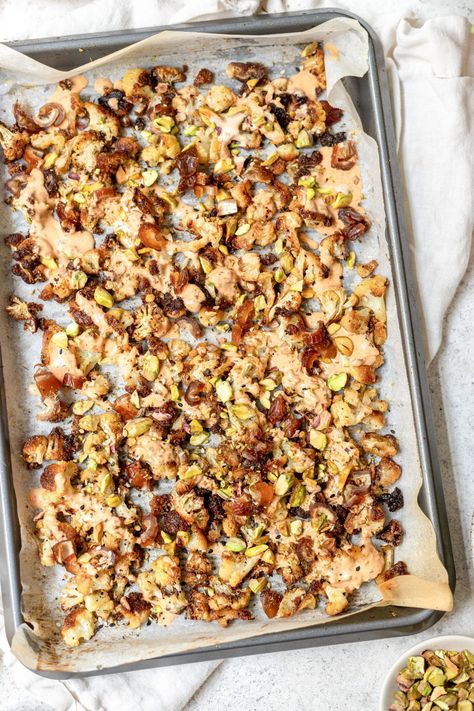 Date Recipes Medjool, Tahini Cauliflower, Charred Cauliflower, True Food Kitchen, Cauliflower Dishes, Cauliflower Recipe, Date Recipes, True Food, Drying Dill