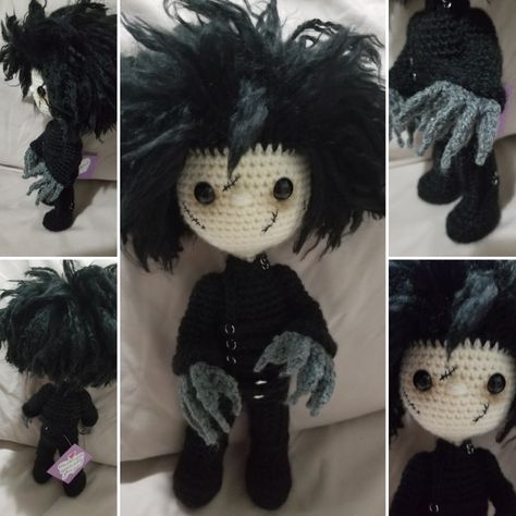 Edward Scissorhands Crochet Pattern, Crochet Edward Scissorhands, Halloween Crochet Patterns, Edward Scissorhands, Famous Movies, Pattern Ideas, Halloween Crochet, Crochet Art, Crochet Crafts