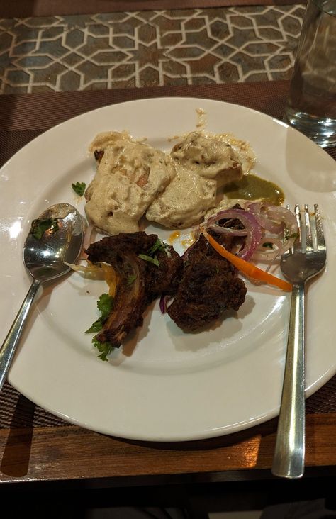 Malai Reshmi Chicken Kebab and Mutton Burra(Trash, Never gonna try it). Kareem's at 05-07-23. Chicken Kebab, Chicken Kebabs, Never Gonna, Try It, Chicken