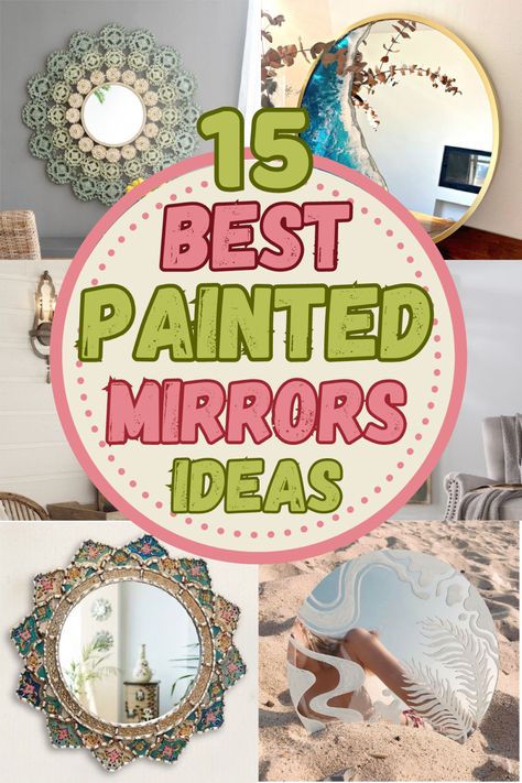 Fancy Mirror Design, Painted Mirror Ideas, Mirror Painting Ideas Easy, Mirror Painting Ideas, Painted Mirrors, Home Crafts Diy, Fancy Mirrors, Painted Mirror, Decor Mirror