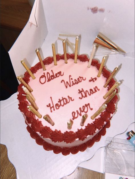 Sassy Birthday Cake Ideas, Funny Cakes For Grandma, Birthday Cake With Writing, Funny Birthday Cake Sayings, Birthday Cake Lettering, Older Wiser And Hotter Than Ever Cake, 22 Cake Birthday, 18th Birthday Cake Funny, Birthday Cake Writing Ideas Funny