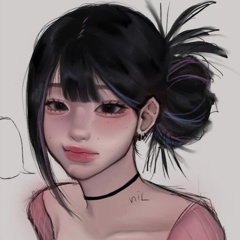 Draw Black Hairstyles, Short Fluffy Hairstyles, Fluffy Hairstyles, Art Girl Aesthetic, Jelly Art, Characters Inspiration Drawing, Art Tools Drawing, Realistic Art, Art Inspiration Painting