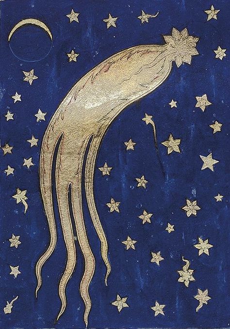 Gold Foil Art Diy, Star Illustration, Ancient Paintings, Celestial Art, Arte Inspo, Sky Art, Ethereal Art, Medieval Art, Star Art