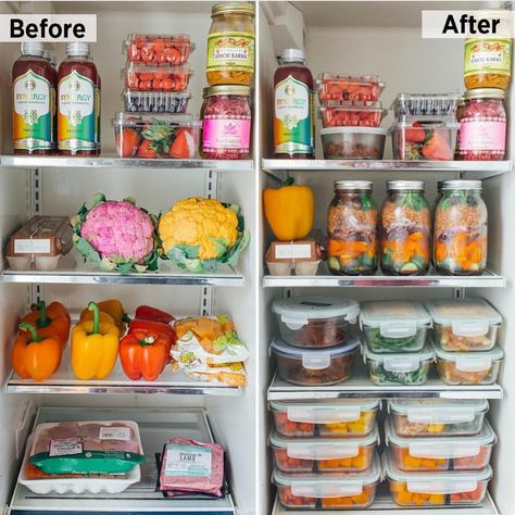 Throwback to when my fridge looked like this 😉 Ok living alone was much easier to keep my fridge this neat. While my fridge might not be… Meal Prep Fridge, Glass Tupperware, Healthy Fridge, Calorie Dense Foods, Homemade Bone Broth, Healthy Food Swaps, Veggie Snacks, Food Swap, Personalized Nutrition