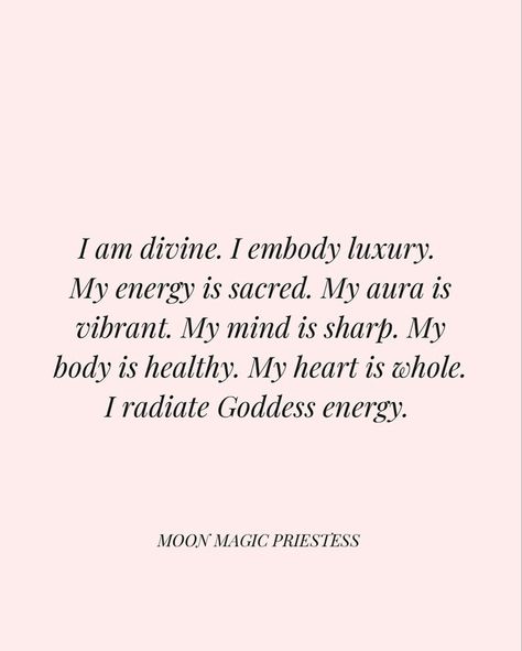 Divine Feminine Aesthetic Quotes, Divine Goddess Affirmations, Devine Feminine Affirmations, I Am Divine, Goddess Affirmations I Am, Divine Feminity Affirmations, Goddess Quotes, Vision Board Affirmations, Spiritual Manifestation