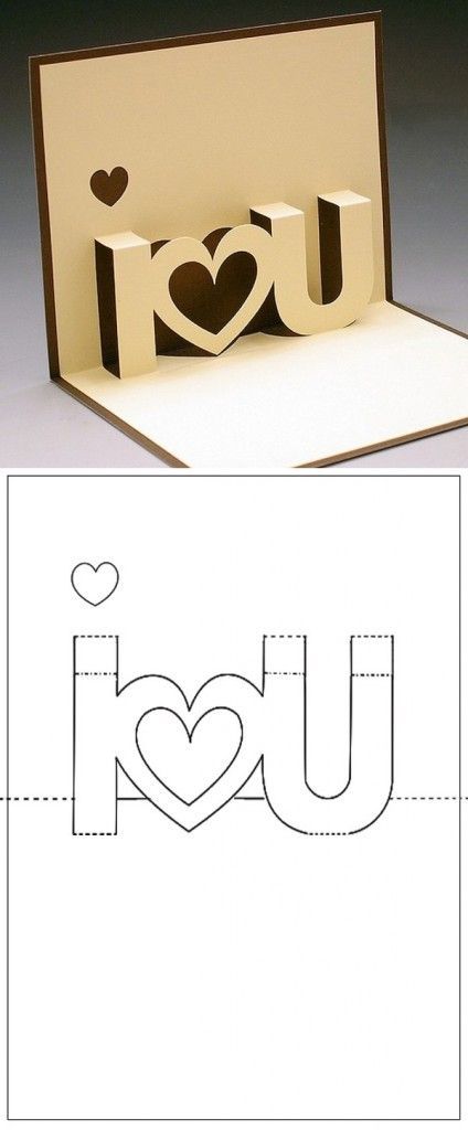 I Love U Cutout Card - FREE Template #MothersDay #preschool #kidscrafts (pinned by Super Simple Songs) Pola Kotak, Cute I Love You, Kraf Kertas, Seni Dan Kraf, Kraf Diy, Diy Valentine, Seni Origami, Cute Diy, Valentine's Day Diy