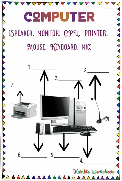 Parts Of Computer, Computer Lessons, Computer Basic, Computer Parts, Computer Basics, Fun Math, Worksheets For Kids, Computer Science, Grade 1