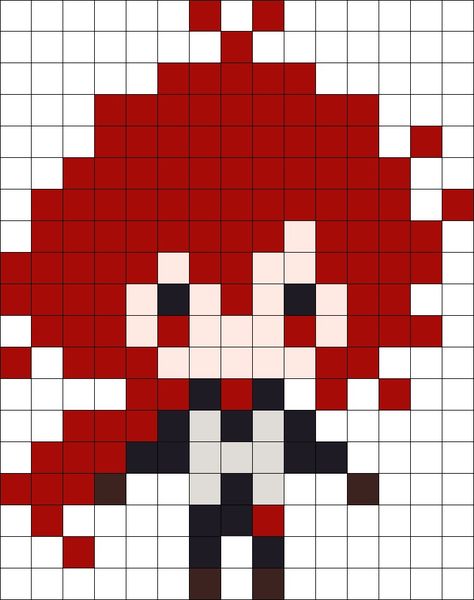 Genshin Perler Bead Patterns, Pixel Art Pattern Genshin, Genshin Perler Beads, Genshin Pixel Art, Genshin Perler, Hama Art, Kawaii Cross Stitch, Easy Perler Beads Ideas, Easy Pixel Art