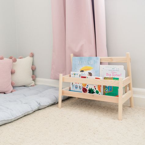 Best Montessori Items You Can Find At IKEA - Montessori IKEA Ikea Baby Book Shelf, Ikea Montessori Bookshelf, Montessori Bookshelf Ikea, Bookshelf Toddler Room, Ikea Kids Book, Montessori Shelf Ideas, Montessori Items, Ikea Toddler Room, Montessori Bedroom Baby