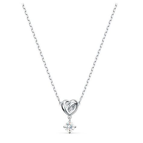 Swarovski Lifelong Heart Crystal White Rhodium Plated Necklace 5517928 | C W Sellors Fine Jewellery Swarovski Pendant, Crystal Heart Necklace, Swarovski Ring, Large Stone, Heart Crystal, Swarovski Necklace, Plate Necklace, Crystal White, Swarovski Earrings