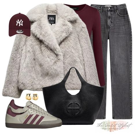 Mob wife coat season is back, with the return of those infamous faux fur coats that were sold out everywhere last AW. I’ve styled the grey and the off white versions here for everyday, chic looks 🍇🤍 Comment LINKS to receive the outfit links directly 🙌🏼 Or SHOP the outfit in the October highlight or via my LTK SHOP - The Secret Stylist #samba #adidassamba #zarajacket #furjacket #fauxfurcoat #furjacket #jeans #burgundyoutfit #jeansoutfit #denimoutfit #ootdinspo #womensfashion #abercrombie #o... Gray Fur Coat Outfit, Grey Fuzzy Jacket Outfit, Grey Fur Jacket Outfit, Grey Faux Fur Coat Outfit, Grey Faux Fur Jacket Outfit, Grey Fur Coat Outfit, Gray Outerwear With Faux Fur Lining For Cold Weather, Fur Coat Outfit Casual, Gray Faux Fur Outerwear For Winter