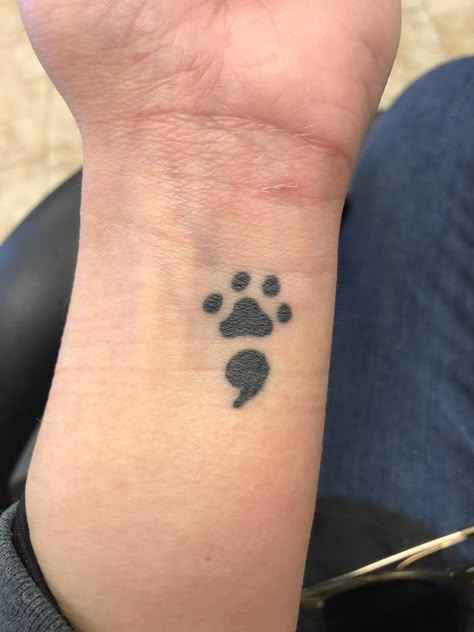 Semicolon Tattoo Horse, Semi-colon Paw Print Tattoo, Dog Semi Colon Tattoo, Paw Print Semi Colon, Unique Semi-colon Tattoo Ideas, Tattoo Semicolon, Semicolon Tattoo Ideas, Semi Colon Tattoo, Quill Tattoo