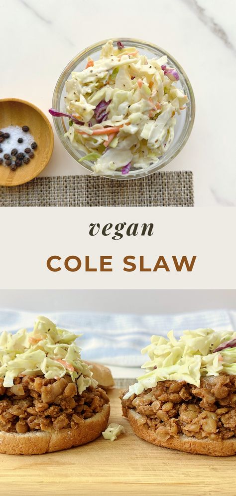 This Vegan Coleslaw is crunchy and refreshing, dressed in a creamy yet dairy-free slaw dressing. It's a perfect side dish for picnics, barbecues, or on sandwiches. Vegan Cole Slaw, Easy Corn Salsa, Vegan Sloppy Joes, Picnic Side Dishes, Barbecue Side Dishes, Vegan Coleslaw, Slaw Dressing, Refined Sugar Free Recipes, Cole Slaw