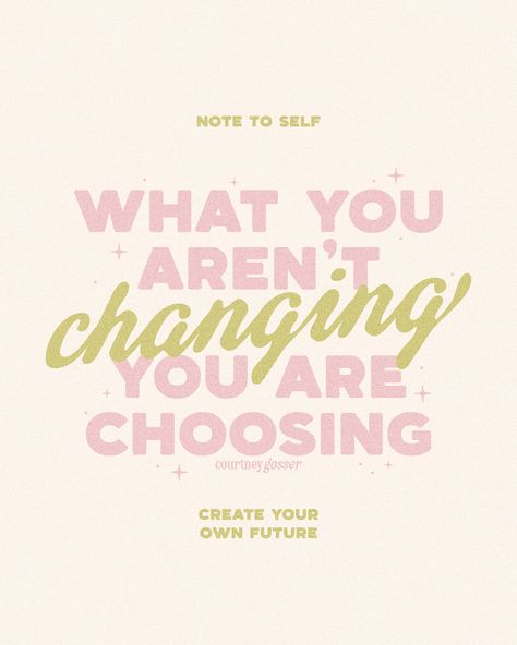 What you aren’t changing, you are choosing. ✨ Just some words of encouragement on this Thursday to remind you that you are allowed to change your mind and actions to bring yourself joy. Don’t feel as if you have to stay in the same spot because the thought of wanting different may not be pleasing to outside forces. What You Don't Change You Choose Quote, Positive Changes Quote, What You Don’t Change You Choose, What Your Not Changing Your Choosing, Your Words Have Power, Feeling Content, Change Quotes Positive, Choose Quotes, Dont Change