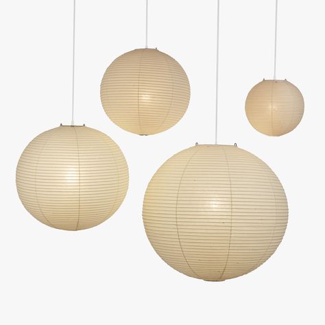 Akari Ceiling Lamps – The Noguchi Museum Paper Lantern Cluster, Noguchi Pendant, Japanese Lighting, Noguchi Museum, Malibu House, Paper Chandelier, Lantern Ideas, Bamboo Pendant Light, Rattan Pendant Light