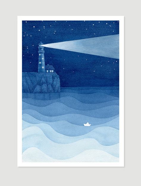 Lighthouse art print watercolor painting sailboat print blue - Etsy Belgique Lighthouse Nursery, Nursery Art Wall, Ocean Illustration, Sailboat Art, Lighthouse Painting, Lighthouse Art, Sailboat Print, Nautical Wall Decor, Blue Nursery