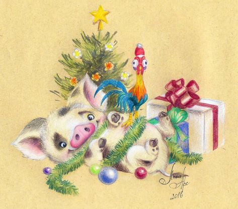 Moana Christmas, New Year Watercolor, Background For Christmas, Holidays Background, Disney Hawaii, Funny Rabbit, Striped Bathing Suit, Pig Art, Disney Iphone