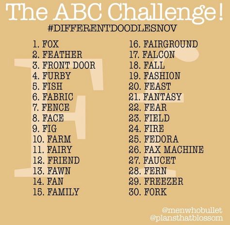 Abc Challenge, May Art Challenge 2024, Digital Art Challenges For Beginners, October Drawing Challenge 2024, Art Challenge November, October Art Challenge 2024, Spring Drawing Prompts, October Art Prompt List 2024, Sketchbook Prompts