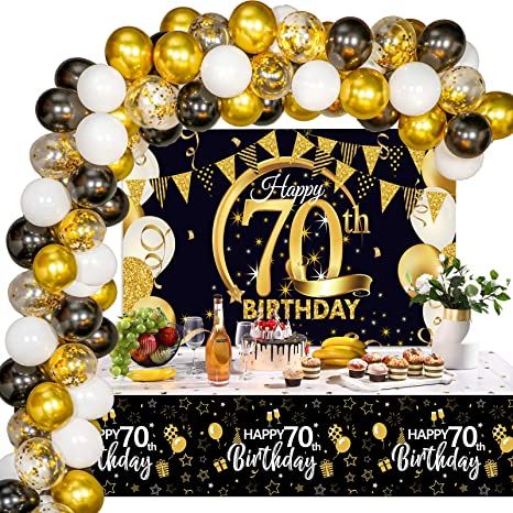 Gold Birthday Party Decorations, 70th Birthday Decorations, Happy Birthday Man, Birthday Decorations For Men, 50th Birthday Party Decorations, Happy 70 Birthday, Happy Birthday Photos, Gold Birthday Party, 70th Birthday Parties