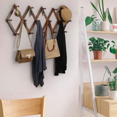 Wall Mounted Hat Rack, Accordion Wall, Rack Decor, Nice Furniture, Peg Hooks, Unique Shelves, Wooden Coat Rack, Rustic Storage, Wall Rack