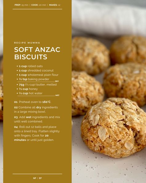 ANZAC Biscuit Recipe Anzac Biscuits Healthy, Anzac Biscuits Recipe, Healthy Anzac Biscuits, Anzac Cookies, Down Under, Coconut Cookies Recipes, Preschool Room, Anzac Biscuits, Biscuit Recipes