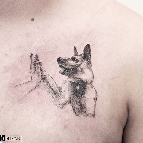 Gsd Tattoo, German Shepherd Tattoo, Shepherd Tattoo, Pet Tattoo Ideas, German Tattoo, Tribute Tattoos, Dog Memorial Tattoos, Half Sleeve Tattoos Drawings, Dog Outline