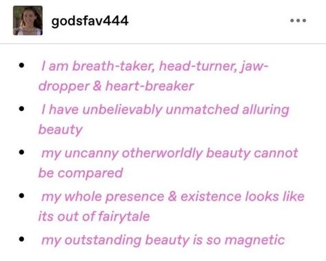 Bambi Affirmations, Im Hot Affirmations, Bambi Beauty Affirmations, Baddie Manifestation, Baddie Motivation, Bambi Beauty, Girlboss Mindset, Beauty Affirmations, Now Is Good