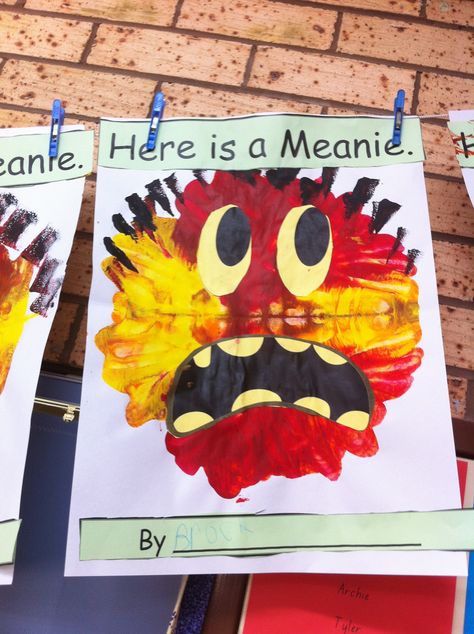 A great craft to do after reading Joy Cowley's big book - Meanies! Big Al Book Activities, Meanies Joy Cowley Activities, Joy Cowley Activities, Big Book Activities, Kindy Art, Shared Reading Activities, Reading Crafts, Prep Classroom, Kindergarten Classroom Management