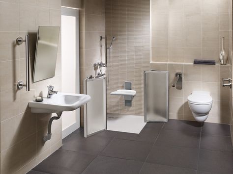 Il lavabo Contour 21 di Ideal Standard, senza colonna come richiesto dalla normativa, è prodotto in vetrochina e senza troppo pieno per un risultato più igienico ed elegante. Il bordo curvato garantisce una sicura presa manuale per l’avvicinamento frontale. Prezzo (esclusa rubinetteria e set di scarico) 387,35 euro. www.idealstandard.it Restoration Hardware Modern, Disabled Bathroom, Picture Tiles, Accessible Bathroom, Modern Bathroom Lighting, Double Sink Bathroom, Bathroom Design Luxury, Grandmas House, Universal Design