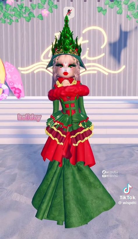 The Grinch Dress To Impress, Dti Festive Holiday Outfit Theme, Holiday Dress To Impress Outfit, Christmas Dress To Impress, Festive Holiday Dress To Impress, Holiday Dress To Impress, Dress Impress, Free House Design, Anime Girlies