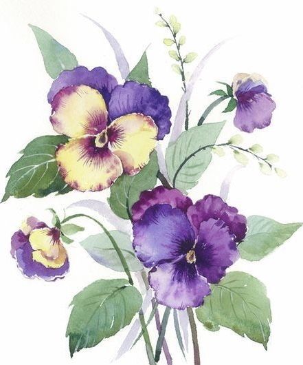 Yellow Pansy, Ceramic Decals, Pansy Flower, Flower Bunch, Flower Art Drawing, Pansies Flowers, Watercolor Flower Art, 수채화 그림, Watercolor Flowers Paintings