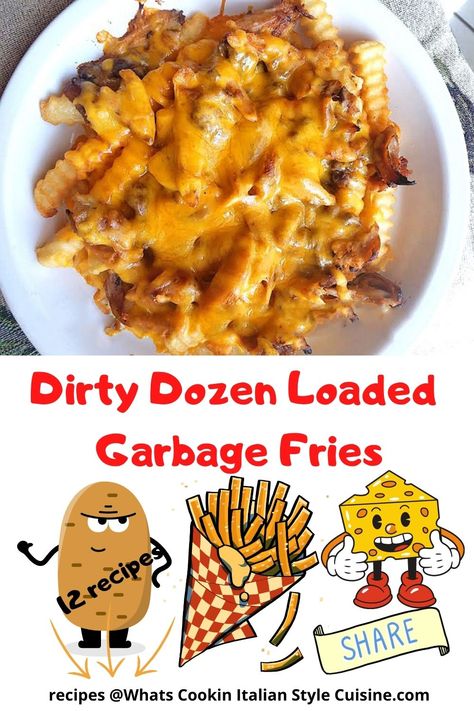 Garbage French Fries | What's Cookin' Italian Style Cuisine Toppings For French Fries, French Fries With Toppings, Garbage Fries Recipe, Dirty Fries Recipes, Garbage Fries, Perfect French Fries, Dirty Fries, Italian American Food, French Fries Recipe