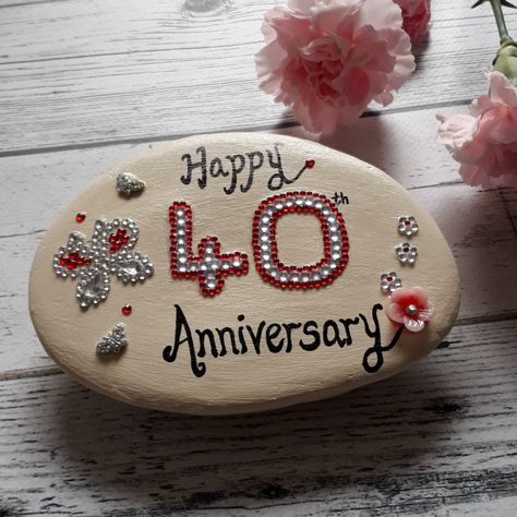 Artistic Hallmarked Jewelry For Anniversary, 40th Anniversary Gifts For Parents, Leather Wedding Anniversary Gifts, 40th Anniversary Gifts For Parents Ruby, Wedding Anniversary Pebble Art, 40 Anniversary, Ruby Wedding Anniversary Gifts, Ruby Anniversary Gifts, 40th Wedding Anniversary Gifts