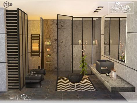 Simple Bathroom Designs, Black Hairstyle, Mod Furniture, Simple Bathroom Decor, Muebles Sims 4 Cc, The Sims 4 Pc, Sims Packs, Sims 4 Bedroom, Keep Life Simple