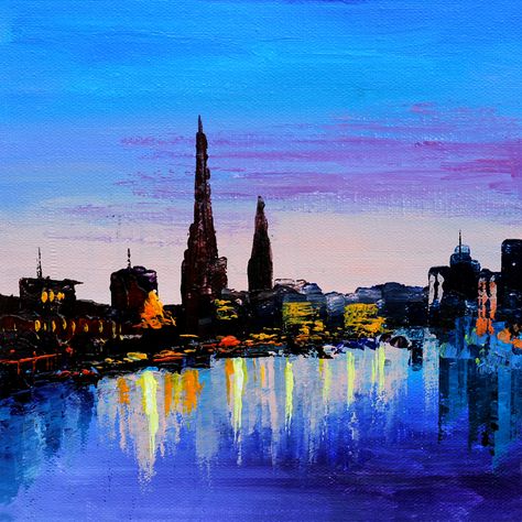 Acrylics For Beginners, Skyline Painting, Dream Places, Zurich Switzerland, Cityscape Painting, Art Drawings For Kids, City Art, Zurich, Painting Acrylic