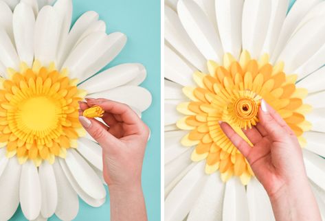 Daisy Paper Flower Template and Tutorial Paper Daisy, Paper Flower Template, Flowers Petals, How To Make Paper Flowers, Floral Tape, Gerbera Daisy, Flower Center, Flower Template, Hot Glue Gun