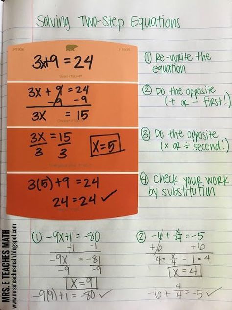 I love using the paint samples for teaching two step equations in algebra. Solving equations is such an important skill for middle school students that they need lots of activities to help. #solvingequations #mrseteachesmath Two Step Equations, Teaching Algebra, Math Notebook, Math Interactive, Paint Sample, Math Interactive Notebook, Math Notes, Solving Equations, Secondary Math