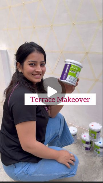 Nupur Rahar on Instagram: "Terrace Wall Makeover  . . . . .  #diy #makeoverseries #instadaily #instagram #wallart#decor #beforeafter #makeover #treansformation #artist #nupurrahar #art #gatdenmakeover #balconymakeover #smallvalconymakover #roomdecor #terracegarden #diy #explore #geometicpattern #balconyideas #gardenlover #gardenterrace #reelitfeelit #paint #budget #terracegardenmakeover #diyhome #fyp #fauxbrickwall" Roof Terrace Flooring Ideas, Diy Balcony Wall Painting Ideas, Terrace Wall Painting Ideas, Balcony Wall Painting Ideas, Terrace Makeover, Outdoor Wall Paint, Terrace Wall, Outdoor Paint Colors, Glow Water