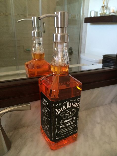 Father's Day Gift Idea! Jack Daniels Soap Dispenser. Great addition for "his… Family Room Ideas With Fireplace, Jack Daniels Soap Dispenser, Vintage Glam Bathroom, Interior Pocket Doors, Homemade Xmas Decorations, Interior Design Courses Online, Jack Daniels Bottle, Car Wash Soap, Family Room Ideas