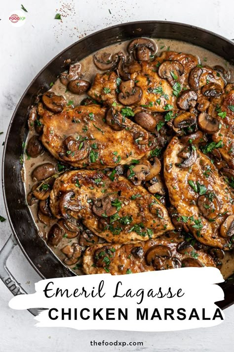 Emeril Lagasse’s Chicken Marsala Emeril Chicken Marsala, Chicken Marcella Recipes Easy, Carrabas Chicken Marsala Recipe, Authentic Chicken Marsala, Chicken Marabelle, Chicken Marcella Recipes, Chicken Marsala Recipe Best, Emerils Recipes, Chicken Marsala Crockpot