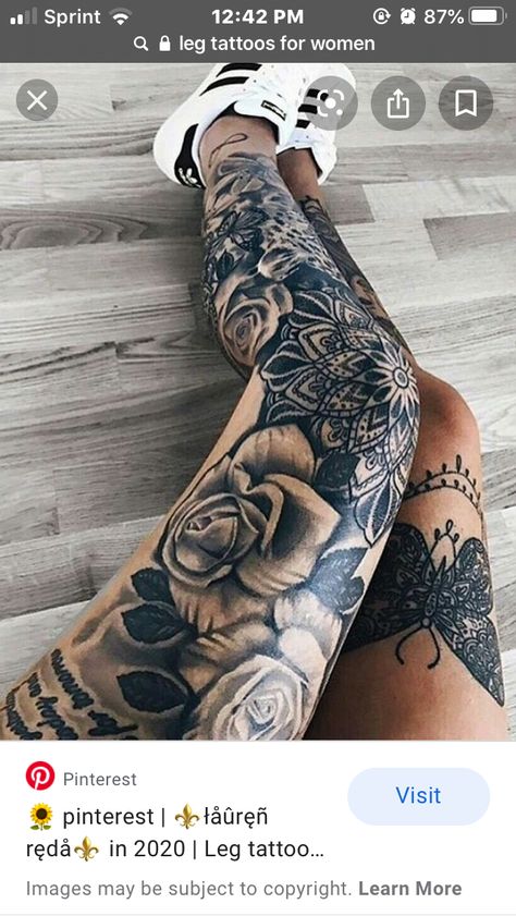 Leg Tattoo For Females, Full Leg Tattoo, Tattoos Leg, Best Leg Tattoos, Full Leg Tattoos, Tattoos Black, Marvel Tattoos, Cat Tattoos, Tattoos Women