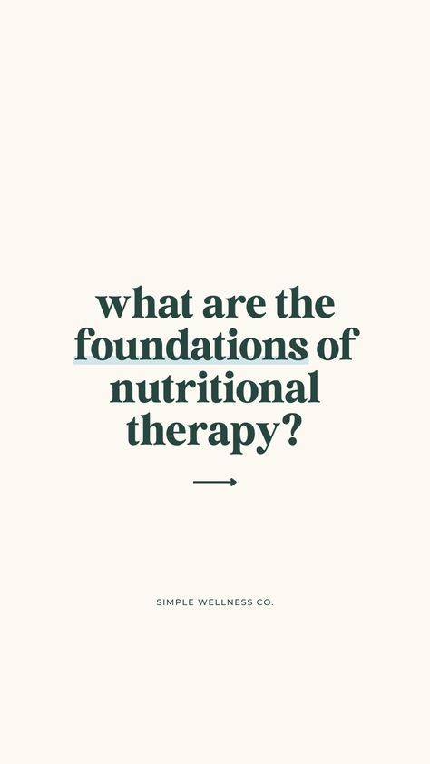 Nutritional therapy is based on the idea of achieving health through a holistic and individualized approach to nutrition and lifestyle.

It focuses on getting to the root cause of health concerns, rather than taking a one-size-fits-all idea that’s often recommended in modern medicine.

Nutritional therapy believes there are six foundations that must be in balance in order for us to experience optimal health & function.

Click here to learn more. Nutrition Therapy, Nutritional Therapy, Holistic Lifestyle, Optimal Health, Holistic Healing, Medicine, Foundation, Nutrition, Healing