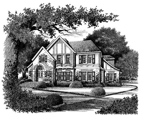 Tudor House Plan with 2900 Square Feet and 4 Bedrooms(s) from Dream Home Source | House Plan Code DHSW42431 Tudor Revival House Plans, Tudor Style Homes Plans, Storybook Homes Plans, Tudor Design, Manor Floor Plan, Tudor Style House, Tudor House Plans, Castle Plans, Tudor Home