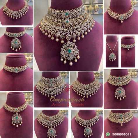 Diamond Necklace Set Bridal, Bridal Diamond Necklace Indian, Diamond Choker Indian, Detachable Jewellery, Diamond Necklace Indian, Saree Ideas, Bridal Diamond Necklace, Temple Jewelry Necklace, Gold Jewels Design