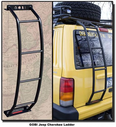 Custom rear ladder for XJ                                                                                                                                                                                 More Aksesoris Jeep, Mobil Off Road, Accessoires 4x4, Jeep Zj, Jeep Xj Mods, Jeep Wj, Jeep Mods, Kombi Home, Truck Mods