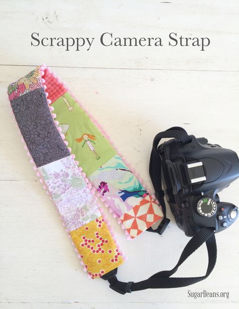 I’m super excited about today’s Scrap Busting project – and the fabulous girl bringing it to us! Today our project is from Susan at Sugar Beans! Susan is a crafty, sewing, crocheting, vintage loving girl after my own heart! Seriously – every time she posts a project I think, “Oh! I have to make that!” ... Read More about Scrappy Camera Strap Make To Sell, Easy Crafts To Sell, Sewing To Sell, Diy Projects To Sell, Polymer Crafts, Camera Strap, Sewing Gifts, Fabric Projects, Sewing For Beginners