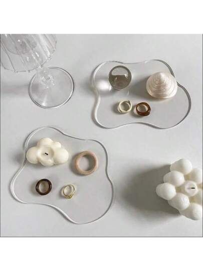 Blob Mirror, Mirror Coasters, Clear Desk, Acrylic Cups, Interior Products, Mirror Shapes, Simple Table, Cup Coaster, Cup Mat