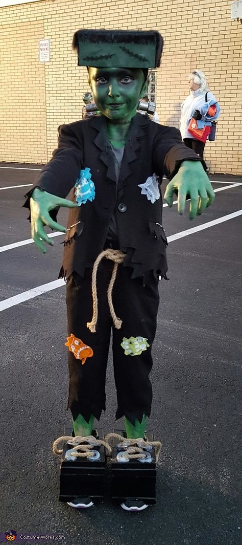 Halloween Costume Kids Boys, Kids Frankenstein Costume, Frankenstein Costume Kids Diy, Kid Zombie Costume, Frankenstein Diy Costume, Diy Frankenstein Costume Kids, Frankenstein Toddler Costume, Homemade Frankenstein Costume Kids, Frankenstein Costume Men